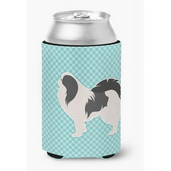 Caroline's Treasures BB3737CC Japanese Chin Checkerboard Blue Can or Bottle Hugger, Can Hugger, multicolor