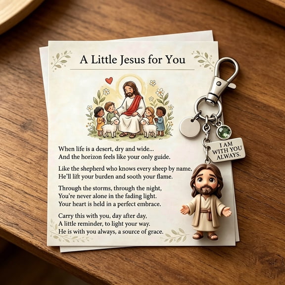Jesus Keychain with Inspirational Card, Metal and Resin Religious Encouragement Gift