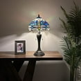 thumbnail image 3 of Tiffany Table Lamp Dragonfly Blue Stained Glass Included LED Bulbs for Living Room Bedroom Bedside 12"W*12"D*22"H, 3 of 8