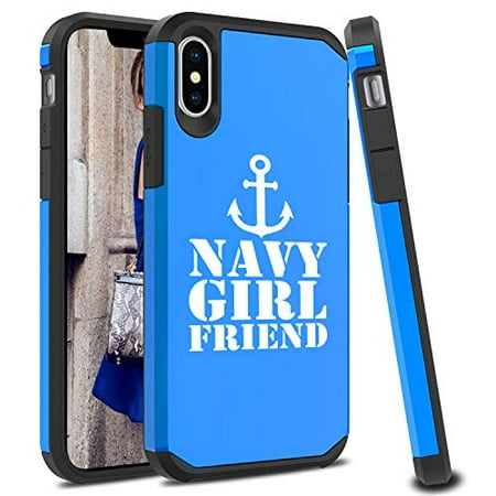 - Shockproof SI Impact Hard Soft Case Cover Protector for Apple iPhone Navy Girlfriend Anchor (Blue, for Apple iPhone X/iPhone Xs)