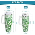 thumbnail image 3 of 30 oz Tumbler with Handle Lid and Straw Insulated Water Tumbler Stainless Steel Water Cup Mug Bottle Reusable Cup Holder Friendly Watercolor Green Leaves, 3 of 6