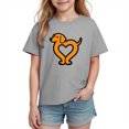 thumbnail image 2 of Girls Valentines Shirt Gray Kids Valentine Top | Short Sleeve Heart Print Crewneck Tee | Cute Holiday Outfit for Kids and Little Girls,Size 7 T, 2 of 9