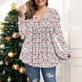 thumbnail image 2 of Womens Christmas Tops Shirts Long Sleeve Plus Size Cute Print Pleated Casual Holiday Graphic Tees Blouses, 2 of 8