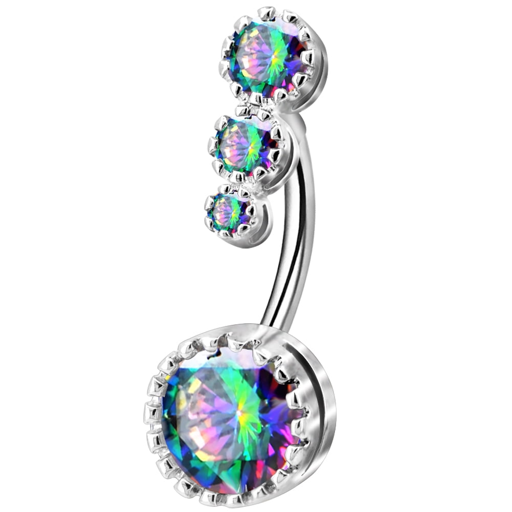 316L Stainless Steel Belly Button Rings Curved Barbell Crystal CZ Nave –  Arardo
