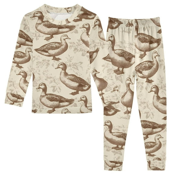 joogoo Retro Ducks 2 Piece Long Sleeve Tee and Pants Cotton Pajama Set 5Y