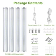 DONGPAI T5 16.8 LED Grow Lights 4 Pack, 5000K Full Spectrum LED Plant Light Strips for Indoor Plants with V-Shaped Reflector, End-to-End Connectable for Seed Starting, Shelves and Greenhouse