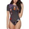 thumbnail image 1 of Rocae Roblox pour une Pièce Col Rond Manches Courtes Justaucorps pour Femmes Justaucorps Basique Décontracté Combinaison Quotidienne T-Shirts-Moyen, 1 of 7
