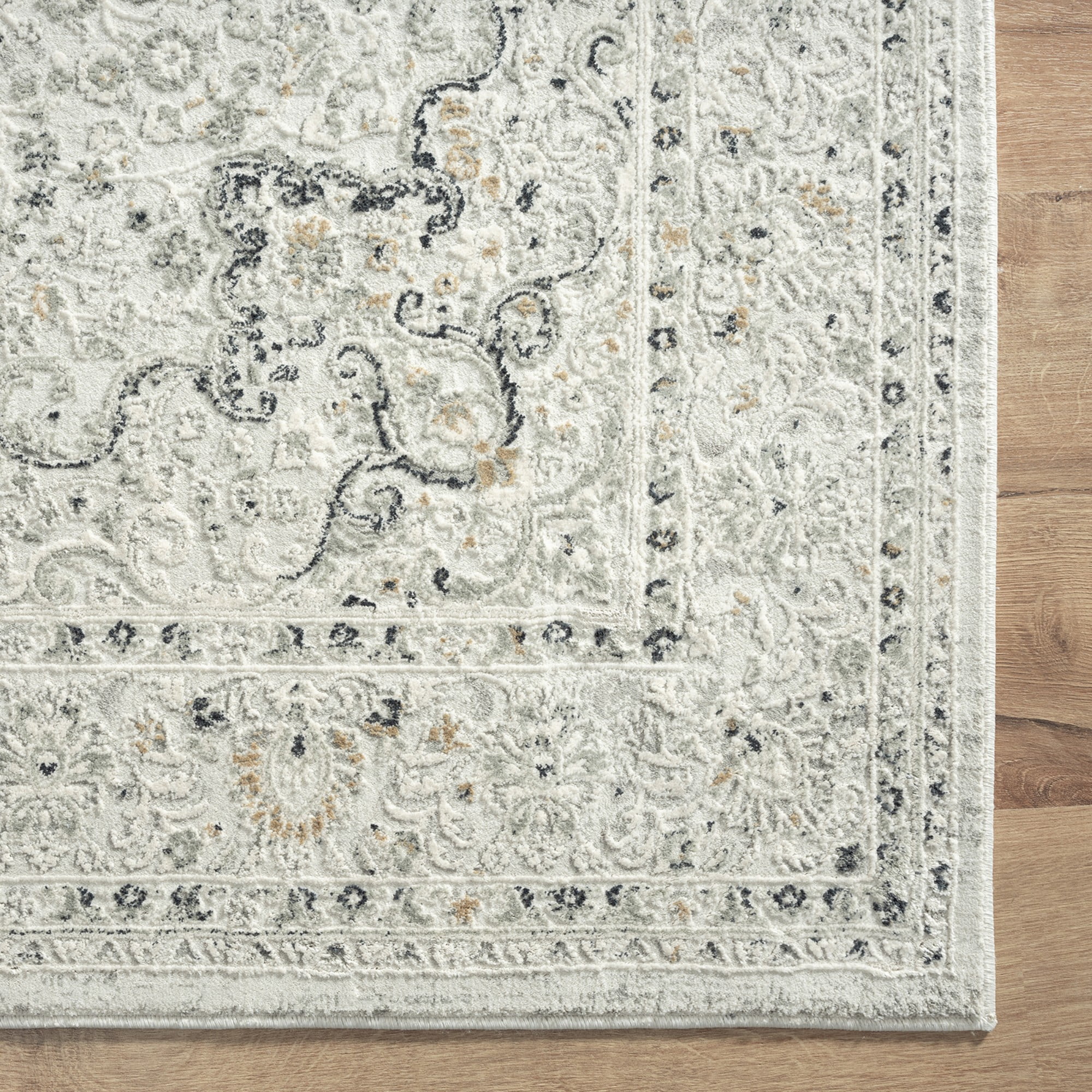 Harlow Hill 2' x 3' Ivory/Gray/Taupe Medallion Traditional Polyester Blend Indoor Area Rug