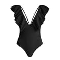 thumbnail image 4 of Sngxgn Women's Ribbed Swimsuit Tie Side Bathing Suits Ladies Swimwear(Black,M), 4 of 6
