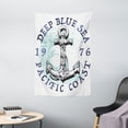 thumbnail image 1 of Anchor Tapestry, Deep Blue Sea Pacific Coast Vintage Emblem from 1976 Grungy Display, Wall Hanging for Bedroom Living Room Dorm Decor, 40W X 60L Inches, Dark Blue Pale Blue Black, by Ambesonne, 1 of 2