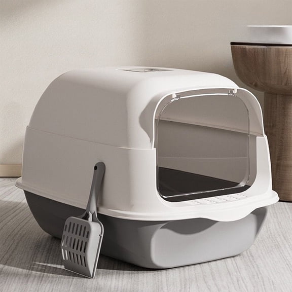 Covered Litter Box for Cats, Enclosed Cat Litter Box with Lid, Large Cat Litter Box with Door, High Sides, Splash Proof, Includes Scoop