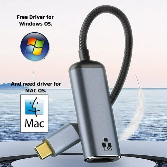 FVH USB-C Type-C USB3.1 to 2500Mbps 2.5Gbps GBE Gigabit Ethernet Network LAN Cable Adapter for Laptop