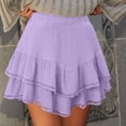 thumbnail image 4 of RYRJJ Flowy Shorts for Women Casual Boho Ruffle Tiered Skorts Elastic High Waist Mini Skirts Golf Tennis Crochet Shorts(Purple,L), 4 of 9
