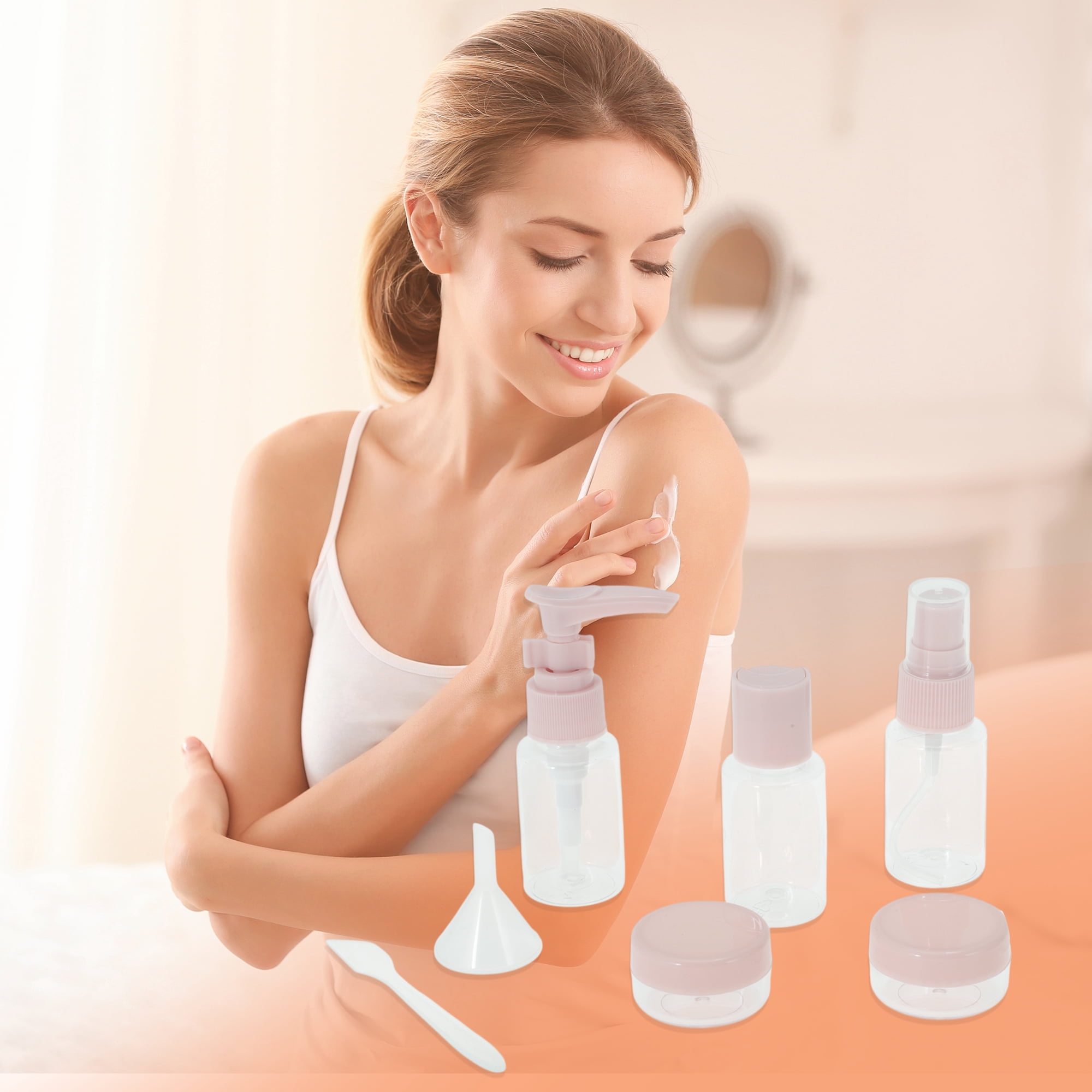 Unique Bargains Travel Container Set 7 Pc Light Pink