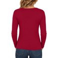 thumbnail image 5 of Utoimkio Women's V Neck Long Sleeve Undershirts Slim Fitted Stretchy Casual Basic Tee for Daily Wear Size XS-XL, 5 of 9