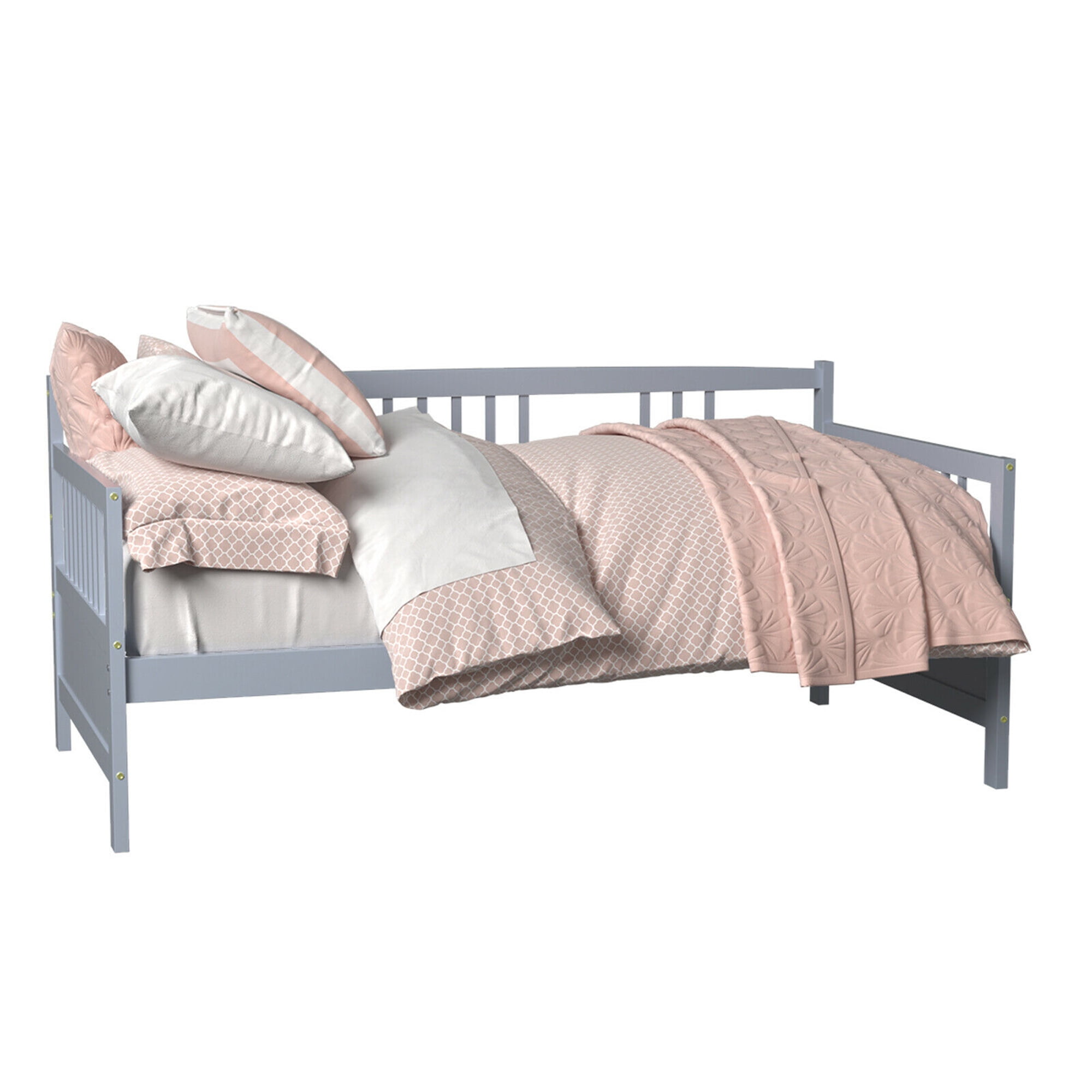 limoen dun liefdadigheid Gymax Twin Size Wooden Slats Daybed Bed Sofa Support Platform Sturdy  W/Rails Grey - Walmart.com