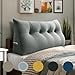 thumbnail image 3 of WOWMAX Large Bolster Triangular Headboard Backrest Positioning Support Back Pillow for Sitting in Bed Wedge Pillow Headboard for Day Bed Removable Cover, Gifts for Mom Full Velvet Light Gray, 3 of 4