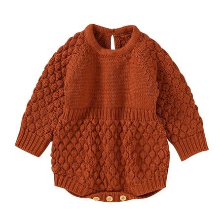 

SYNPOS Baby Boys Girls Knitted Romper Jumpsuit Long Sleeve Onesie Bodysuits One Piece Outfits Sweater
