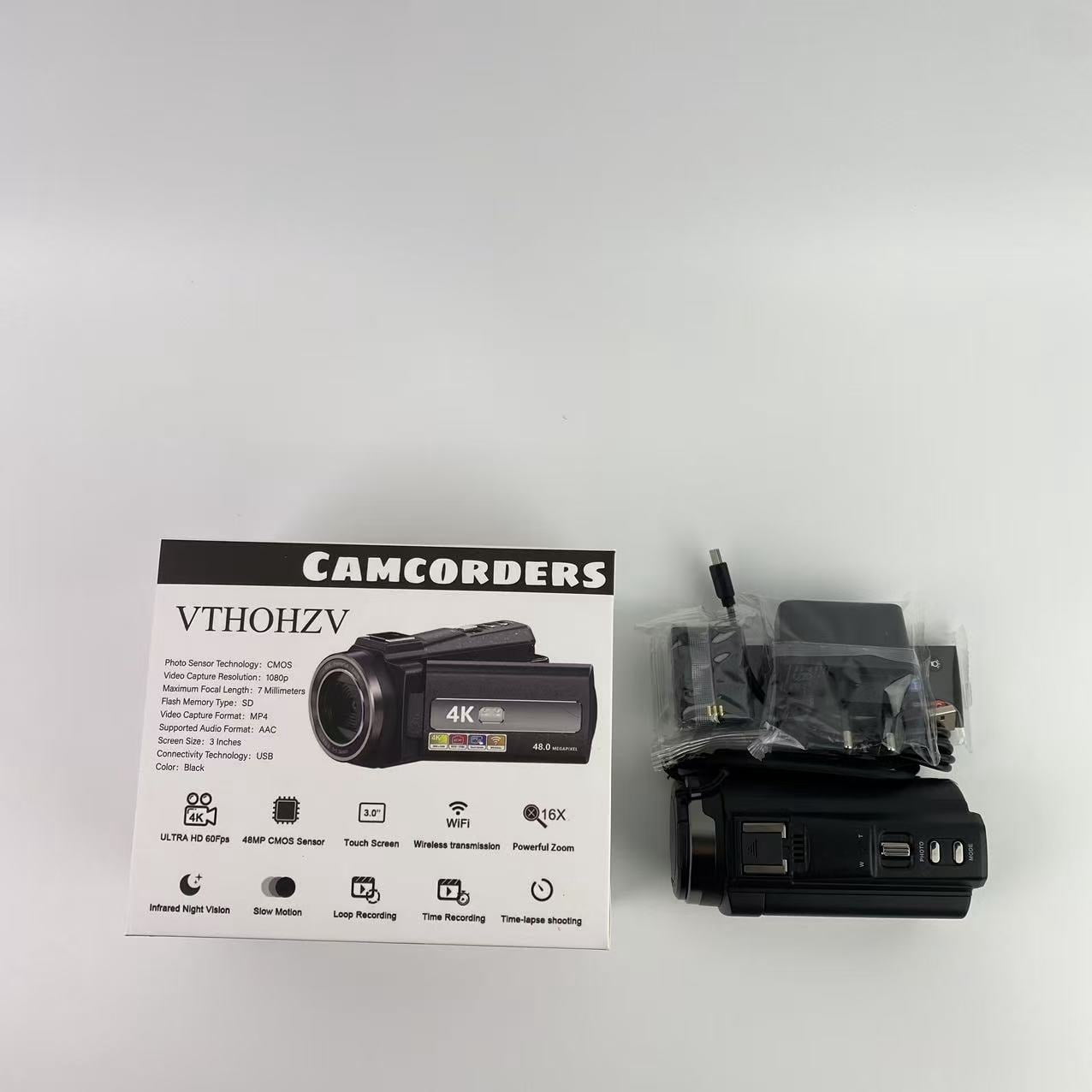 VTHOHZV Camcorders,Camcorder Video Camera, Digital Camera 1080P 18X Digital Zoom Cam Corder with Fill Light, 3" 270° Rotatable Screen Webcam Anti-Shake 48MP