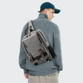 thumbnail image 4 of Canvas Cross Body Messenger Bag for Men Women Sling Shouler Backpack Travel Rucksack Grey-03-Large-(Water Resistant), 4 of 7