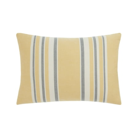 Gap Home Yarn Dyed Variegated Stripe Decorative Oblong Throw Pillow Mustard/Grey 20" x 14"