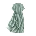 thumbnail image 2 of Leesechin Womens Casual Short Sleeve Button Down Tie Waist Ruffled Striped Maxi Shirt Dress, 2 of 7