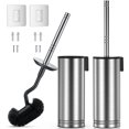 thumbnail image 1 of Hamitor Toilet Brush and Holder Set: 304 Stainless Steel Rustproof Toilet Scrubber with Under Rim Deep Cleaning Curved Bristle - Bathroom Cleaner Brush fo, 1 of 7