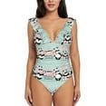thumbnail image 3 of Uemuo Cute Panda Pattern Women's Tummy Control Swimsuits Slimming One Piece Bathing Suit Ruffle V Neck Swimwear-, 3 of 8