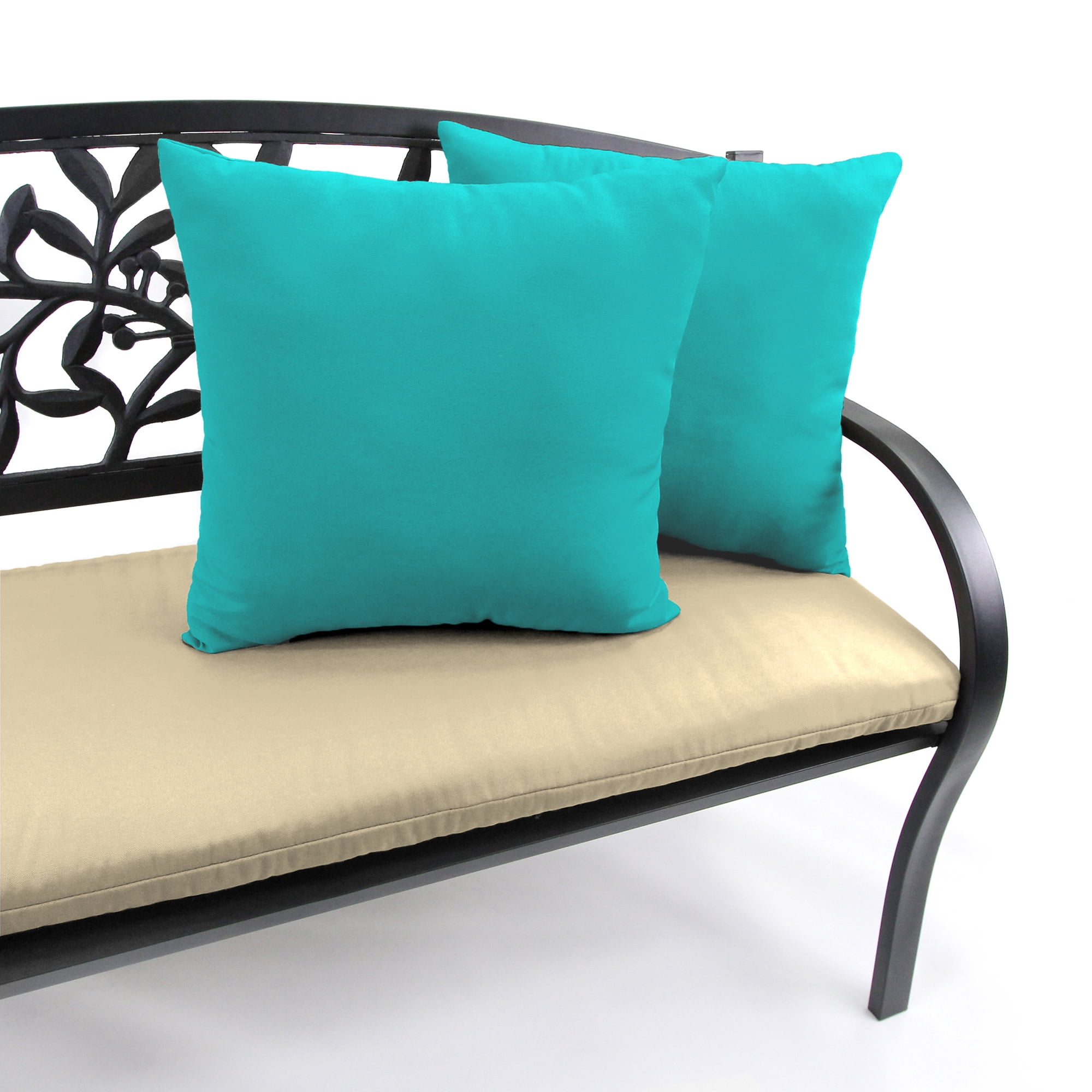Jordan Manufacturing Sunbrella 18" x 18" Canvas Aruba Turquoise Solid Square Outdoor Throw Pillow (2 Pack)
