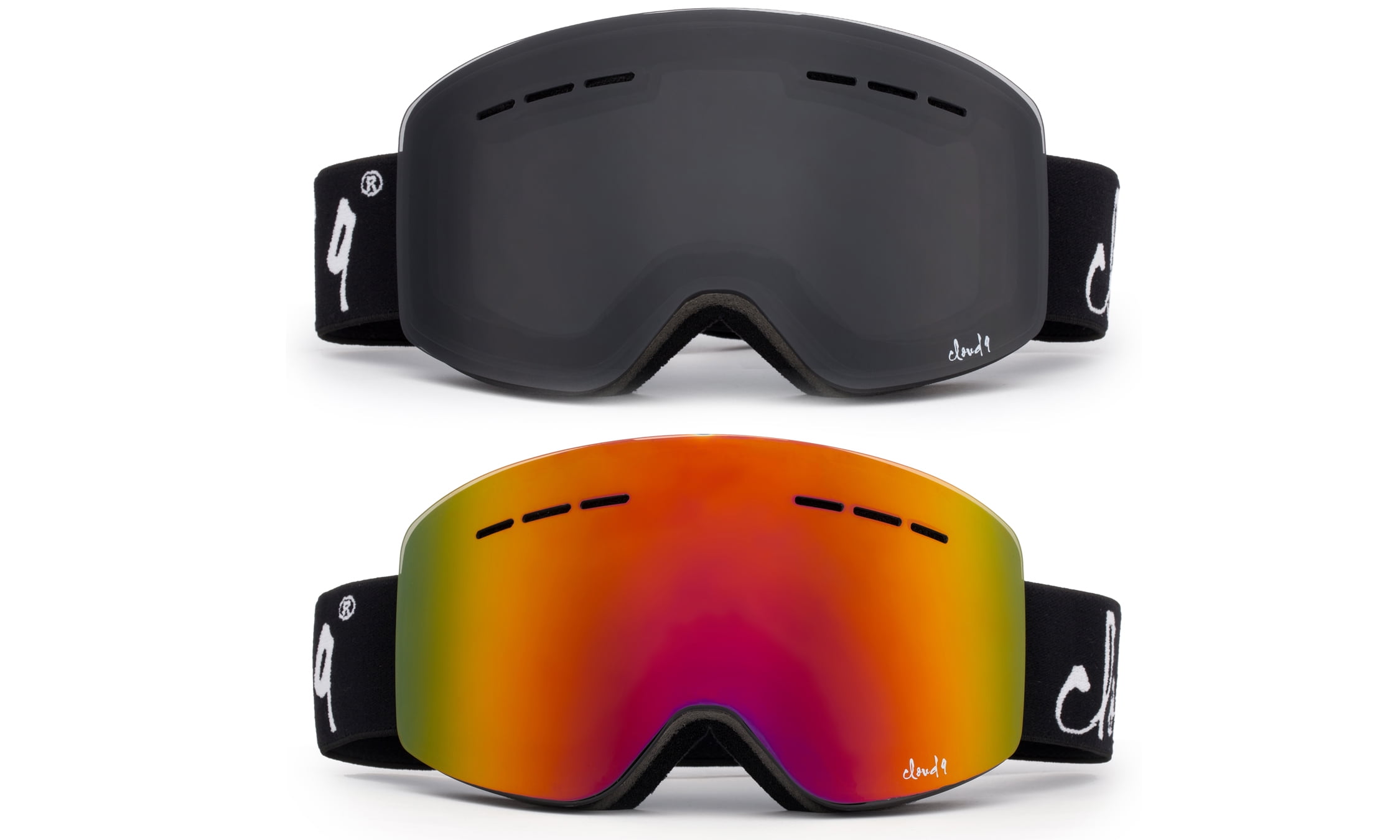 Cloud 9 Snow Goggles "Torpedo" Adult Anti-Fog Double Lens UV Protection Wide Angle Frameless Mirror... by