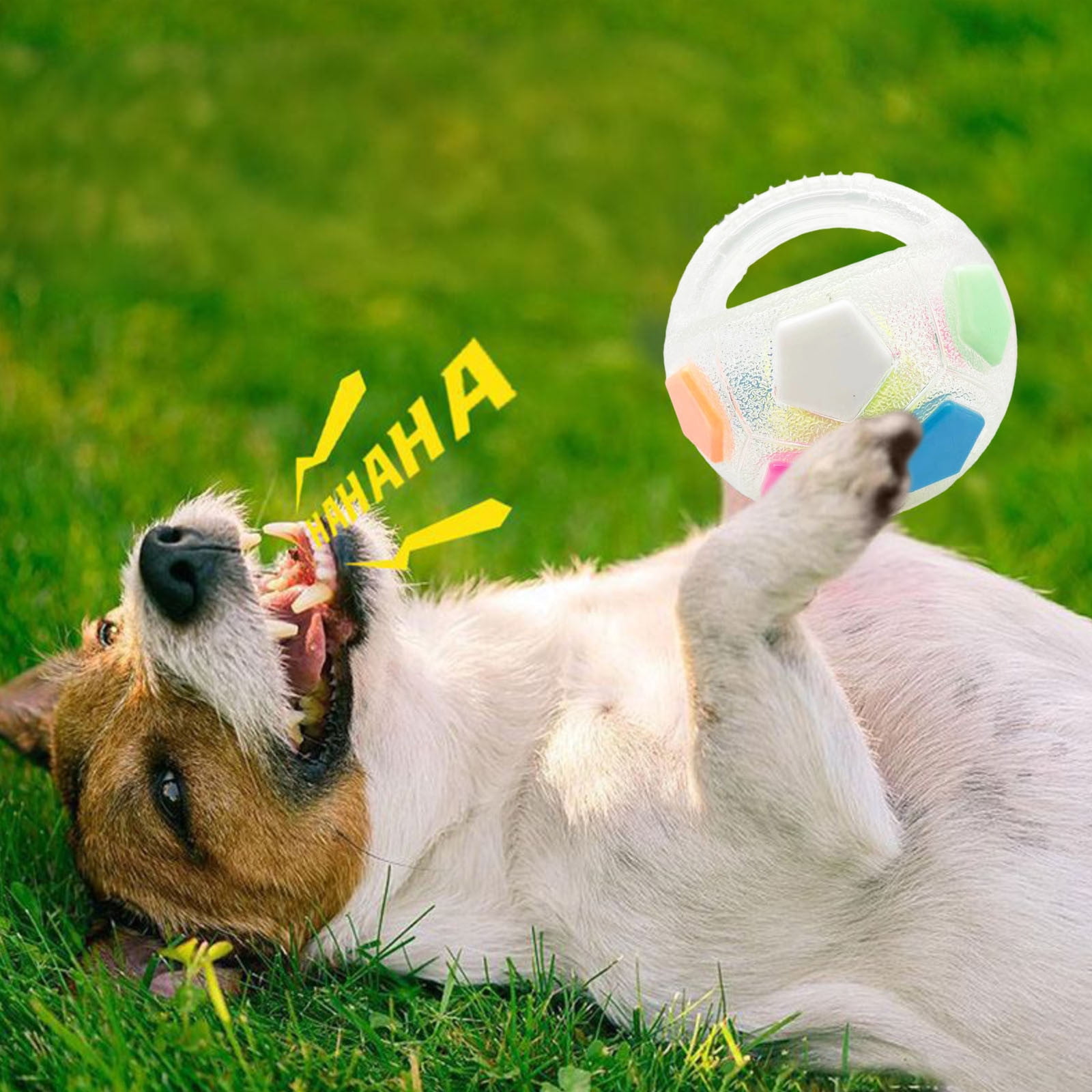 JilgTeok 3 Packs Dog Calming Ball Squeaky Interactive Rubber Toy for Anxiety Relief Chew Resistant Training Outdoor Water Play Floating Fetch Game for Large Breed Dogs