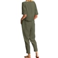 thumbnail image 3 of ZANZEA Womens Sets Solid Color O-Neck 3/4 Sleeve Tops Casual Trousers Suit, 3 of 3
