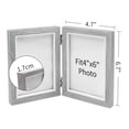 thumbnail image 2 of Double Picture Frame 4X6in Rustic Grey Photo Frames Wooden Hinged Folding,Wedding Gifts,Mother's Father's Day Present, 2 of 7