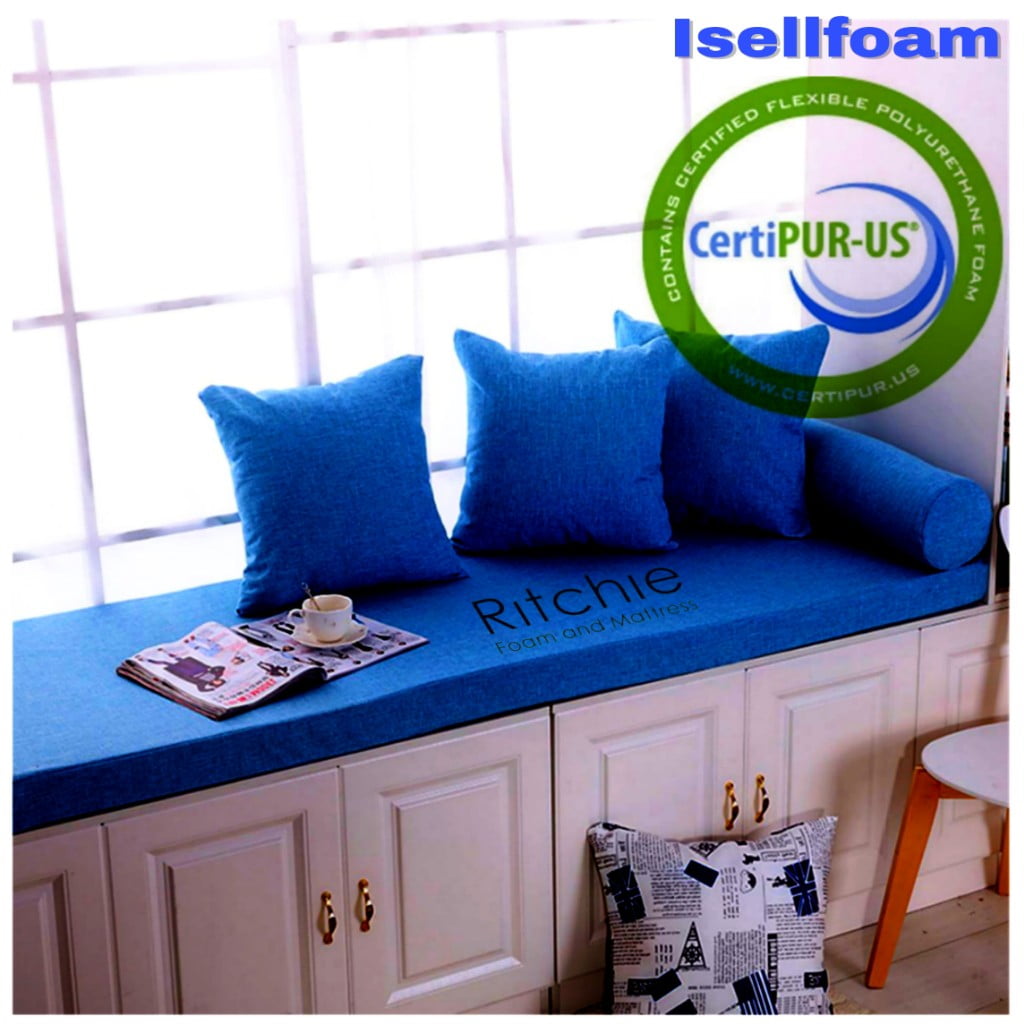 Isellfoam Upholstery Foam Cushion High Density 6 T x 24 W x 80 L Extra  Firm 50ILD High Density Upholstery Foam Cushion CertiPUR-US Certified Foam