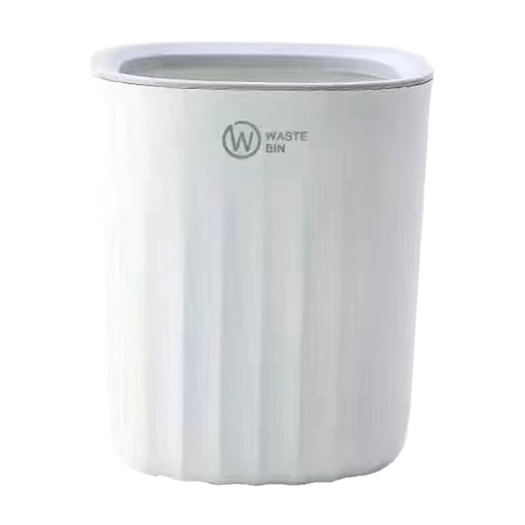 Leodye 1PCS Press-top Small Trash Can - Compact Wastebasket for Bathroom, Bedroom, office & Kitchen Small Spaces -5.91*5.00*5.12in White Free Size