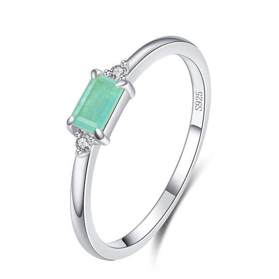 S925 Sterling Silver Ring For Women Imitation Tourmaline Paraiba Geometric Elegant Jewelry Gift Ideal Gift For Her