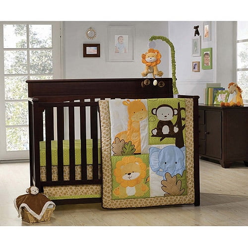 Graco Happy Safari 4pc Crib Bedding Set Value Bundle