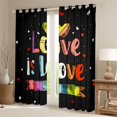thumbnail image 2 of Manfei Ink Rainbow Blackout Curtains, Watercolor Love is Love Window Curtains Pack of 2 (38x45 Each), Black Pink, 2 of 6