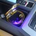 thumbnail image 5 of Limei Car Ashtray with Lid Smell Proof Portable Ashtray Automotive Ashtrays with Clamshell Blue LED Indicator Mini Car Trash Can Car Ash Tray Set Ideal for Car,Home and Office Golden, 5 of 7