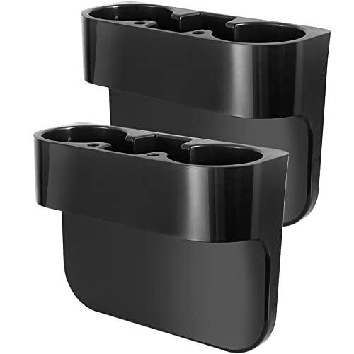 2Pcs Cup Holder Portable Multifunction Vehicle Seat Cup Cell Phone Drinks Holder Box Car Interior Organizer (Black)