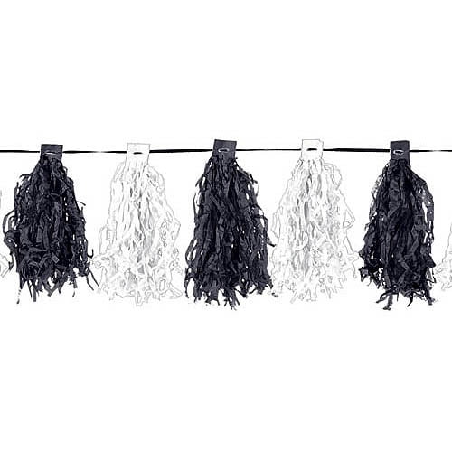 black and white tassel garland