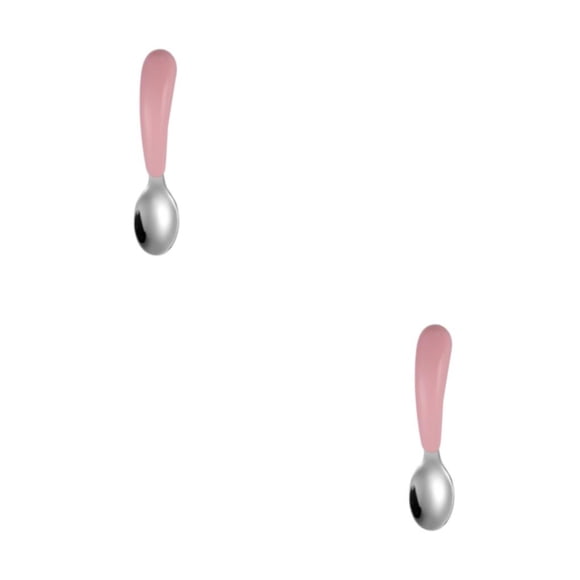 Wosthever Vajilla para niños, cuchara, tenedor, diseño de compartimento de dibujos animados, cuenco, juego de cubiertos gruesos Rosa Cuchara 2piezas