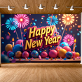thumbnail image 6 of Colorful Design Happy New Year Banner Festive Fireworks Celebration Backdrop for New Year Party Indoor Decoration Holiday Event, 6 of 9