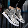 thumbnail image 2 of Men's Sneakers Fashion Bright Leather Sequin Thick Sole High Top Casual Comfortable Shoes for Everyday Wear, 2 of 9