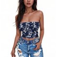 thumbnail image 4 of Tube Top for Women, Sleeveless Strapless Solid Color Polyester Top with Elastic Band, Regular Length, Blue L, 4 of 5