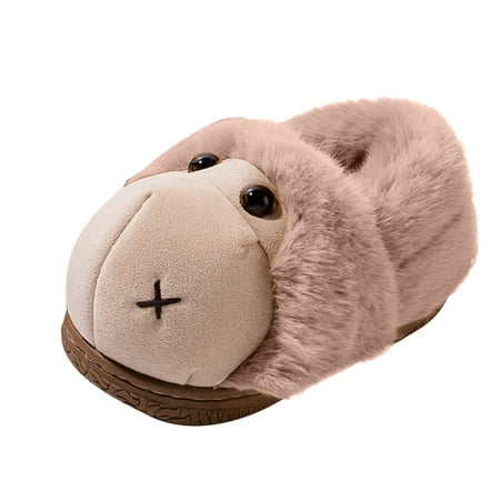 

ZHUASHUM Baby Shoes Cute Autumn And Winter Boys And Girls Slippers Flat Bottom Lightweight Soft And Comfortable Warm Colorblock Cartoon Ape Shape For Kids