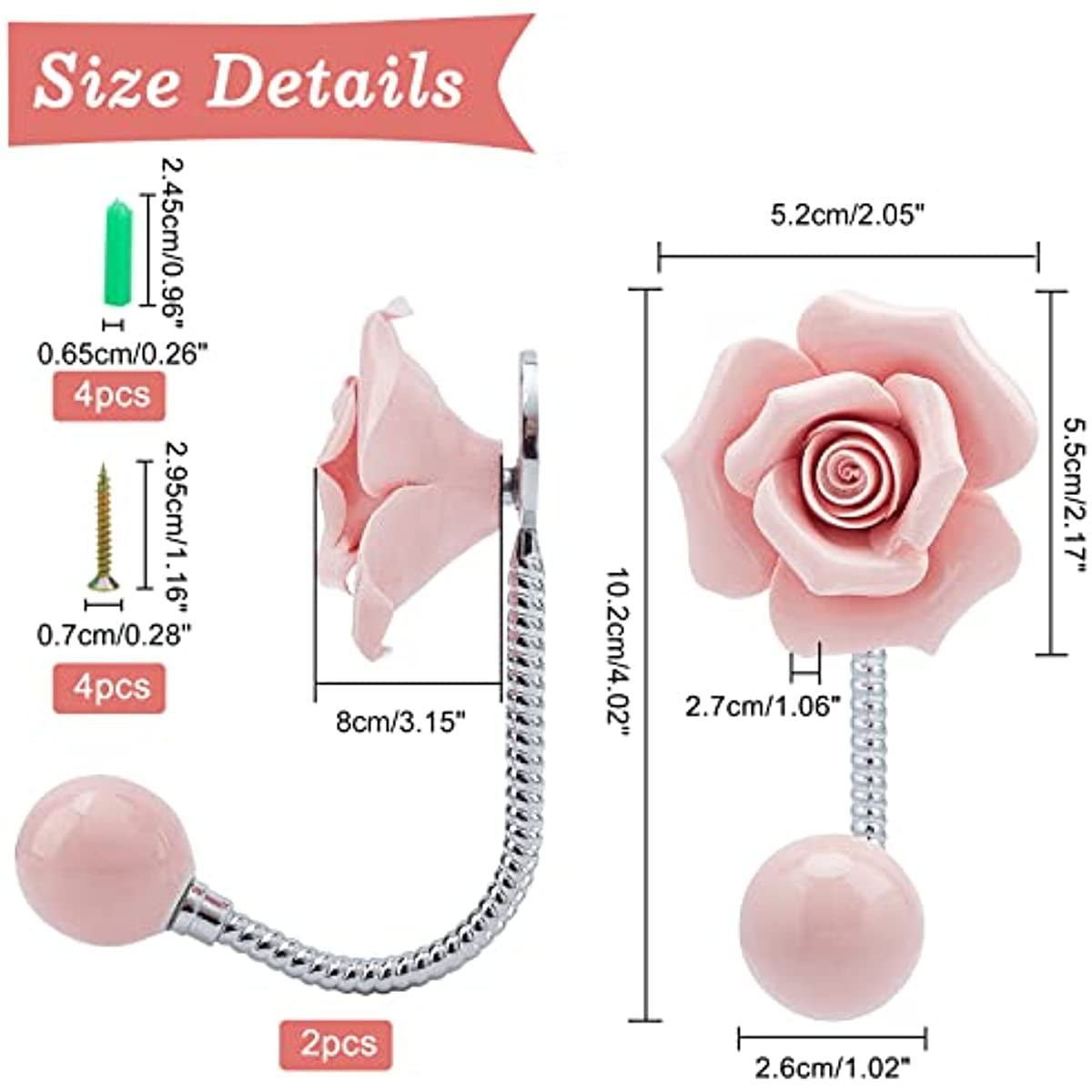 2Pack Heavy Duty Flower Wall Hooks Porcelain Clothes Hook Coat Hook for Hanging Scarf