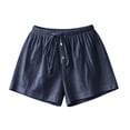 thumbnail image 6 of Hurxie Women's Wide Leg Shorts Drawstring Elastic Waist Vacation Casual Shorts Navy,2XL, 6 of 6