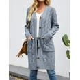thumbnail image 3 of Womens Long Sleeve Cable Knit Long Cardigan Open Front Button Sweater Outerwear, 3 of 6