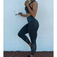 thumbnail image 3 of QRIC Women Seamless Yoga Workout Set 2Pcs Outfits Gym Leggings and Sports Bra Net Hollow Out Series Activewear Sets Dark Green-L, 3 of 7